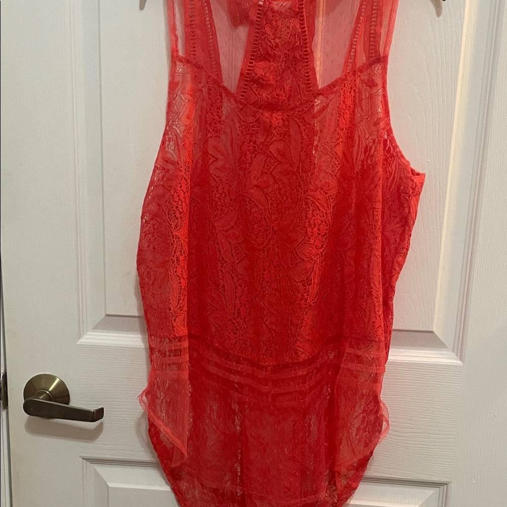 Rebellion Fiery Red Lace Tank Top
